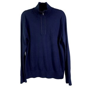 BANANA REPUBLIC Navy Blue Half-Zip Wool Pullover Sweater